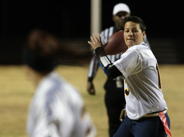 Foothill quarterback Sam Fennell (13) looks to throw a pass Wednesday against Chaparral. Fen ...