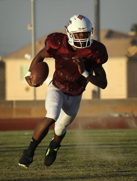 Desert Oasis running back Jocquez Kalili returns a punt during practice. Kalili has run for ...