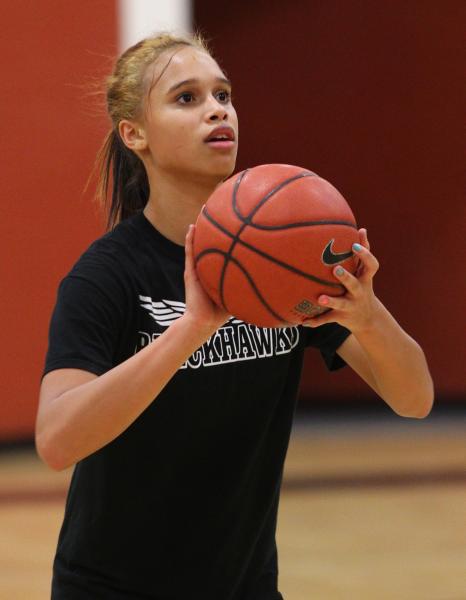 Clark junior Bobbi Floyd takes a shot during practice.