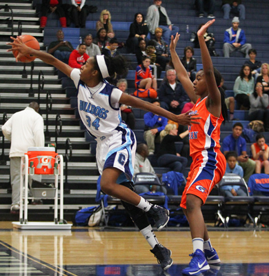 Centennial’s Breanna Workman reaches to save the ball against Bishop Gorman during a g ...