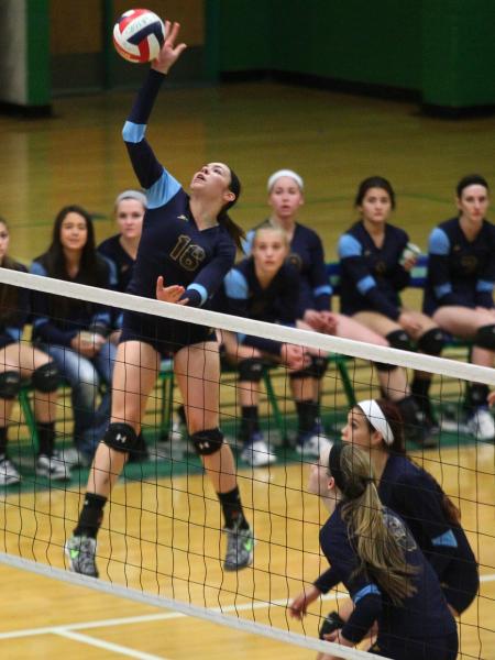 Foothill’s Indoneisha Struve (16) attacks against Silverado during the quarterfinals o ...