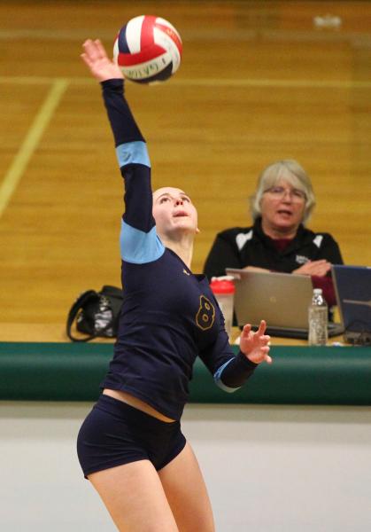 Foothill’s Olivia Stet (8) attacks against Silverado during the quarterfinals of the S ...