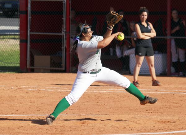 Green Valley’s Fenixx Henderson delivers a pitch against Las Vegas.