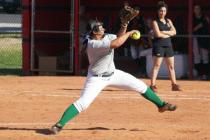 Green Valley’s Fenixx Henderson delivers a pitch against Las Vegas.