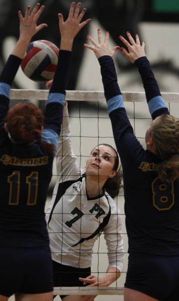 Palo Verde’s McCall Phillips spikes the ball in a match against Foothill on Tuesday. P ...