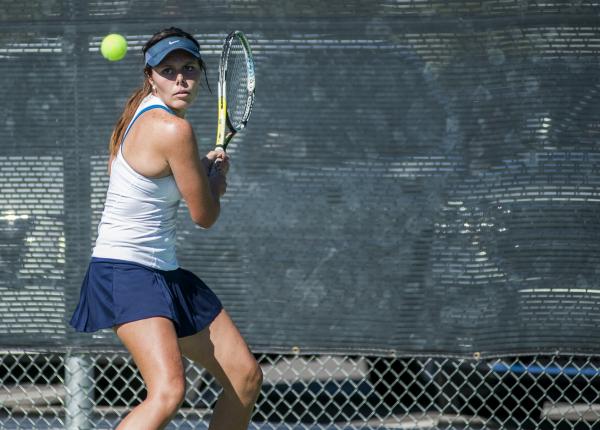 Centennial’s McKay Novak prepares to hit a backhand on Saturday.