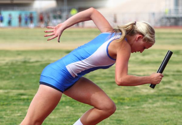 Centennial’s Tiana Bonds starts in the 800-meter relay Friday at Silverado. Bonds help ...