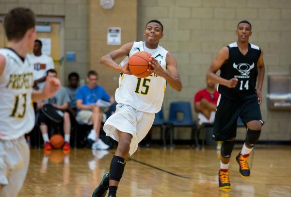 Ray Smith, a junior-to-be at Las Vegas High, makes an outlet pass during the Las Vegas Prosp ...