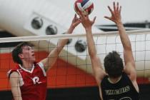 Coronado’s Tyler Cucullu, left, tips the ball past Foothill’s Kendell Andrews du ...