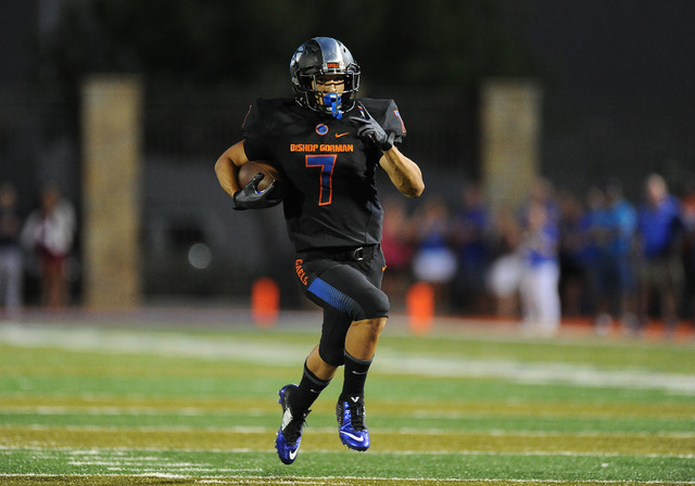 Bishop Gorman running back Biaggio Walsh scores a touchdown against Chandler, AZ in the fir ...