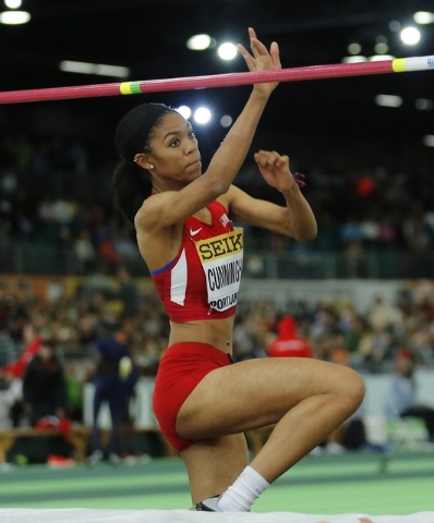 Vashti Cunningham of the U.S. jumps on her way to the gold medal in the women’s high j ...