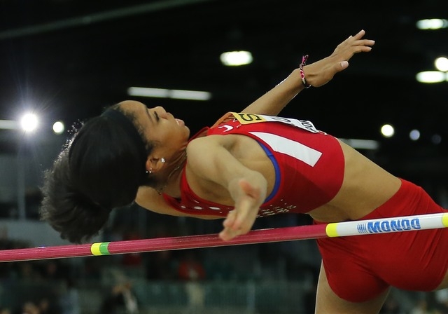 Vashti Cunningham of the U.S. clear the bar on the way to winning the women’s high jum ...