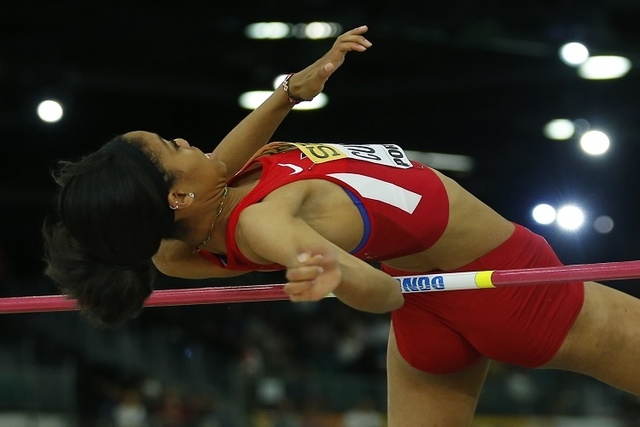 Vashti Cunningham of the U.S. competes on the way to winning the women’s high jump gol ...