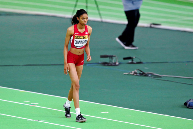 Mar 20, 2016; Portland, OR, USA; Vashti Cunningham (USA) wins the women high jump (1.96) at ...