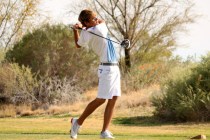 Boulder City golfer Luke Logan follows through. (Laura Hubel/Boulder City Review)