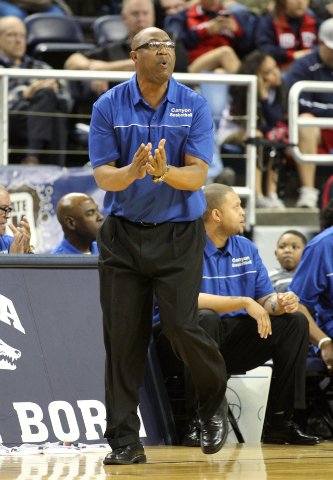 Canyon Springs coach Freddie Banks works the sidelines during the Division I state champions ...