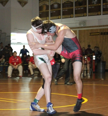 Arbor View’s Tyler Roper (right) battled Palo Verde’s Tyler Dinsmore until the f ...