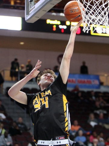 Galena forward Zack Lessinger lays in two points against Bishop Gorman during their Division ...