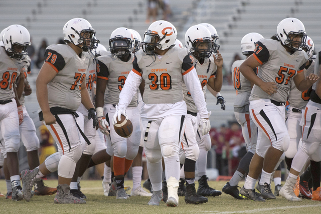 Chaparral warms up prior to a football game at Del Sol in Las Vegas, Friday, Sept. 23, 2016. ...