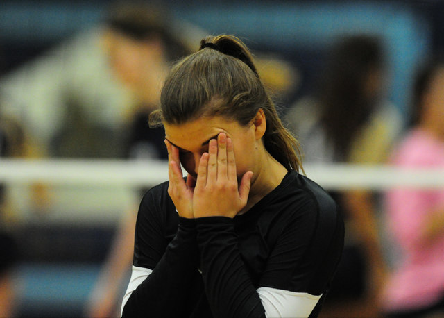 Palo Verde High School’s Sydney Jones reacts after Foothill High School scored a point ...