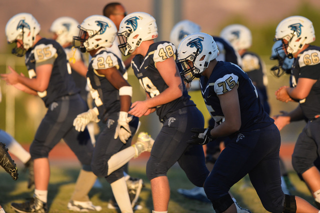 The Foothill Falcons warm up before a game between Foothill High School and Palo Verde High ...