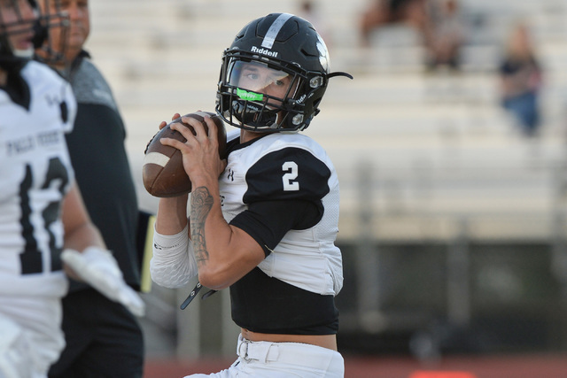 Palo Verde quarterback Jonathan Schofield (2) warms up before a game between Foothill High S ...