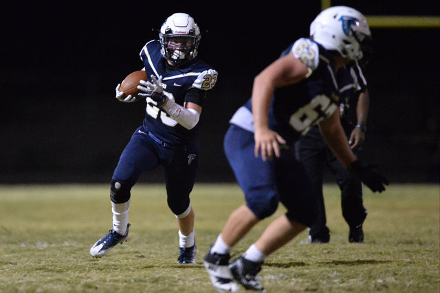 Foothill Falcons receiver Brandon Hargis (23) carries the ball during the Foothill High Scho ...