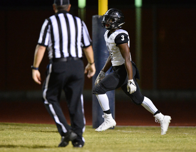 Palo Verde receiver Rashaad Thomas-McDade (3) scores a touchdown during the Legacy High Scho ...