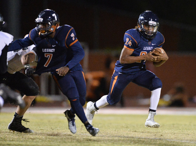 Legacy running back Isaiah Whitehead (24) runs the football during the Legacy High School Pa ...