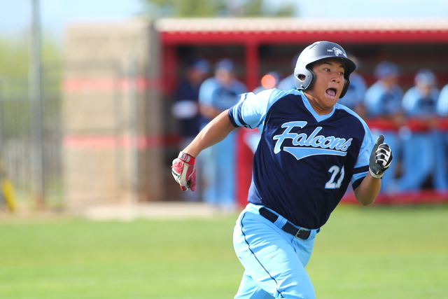 Foothill’s Tyler Van Stone runs to first base against Las Vegas High on Thursday. Foot ...