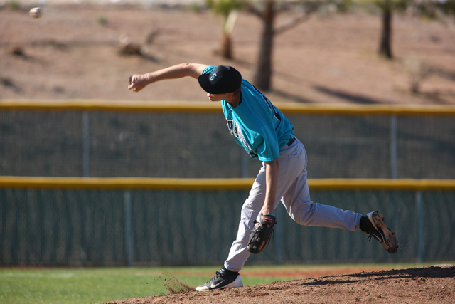 Silverado’s Mitchell Ballard (22) pitches against Palo Verde on Friday. Silverado won ...