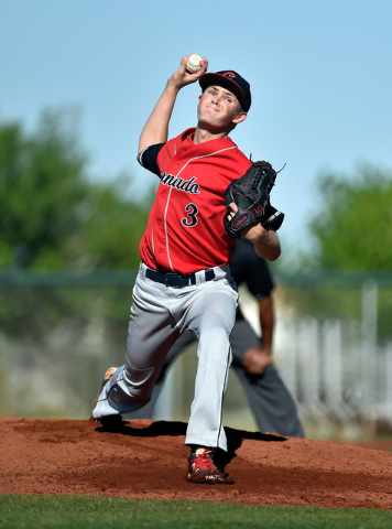 Coronado pitcher Zach Dunham fires the ball against Spring Valley during a high school baseb ...