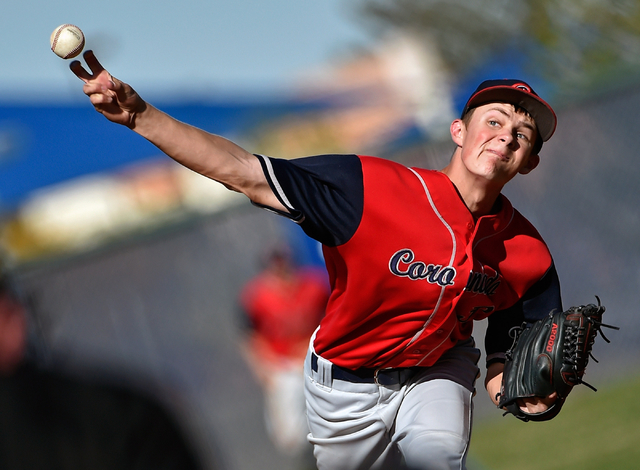 Coronado pitcher Zach Dunham fires the ball against Spring Valley during a high school baseb ...