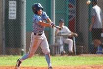 Centennial’s Tanner Wright (11) hits the ball against Silverado on Friday. Centennial ...