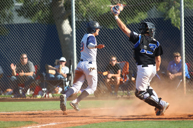 Chatsworth’s Riley Conlan (9) steals home during the sixth inning in the championship ...