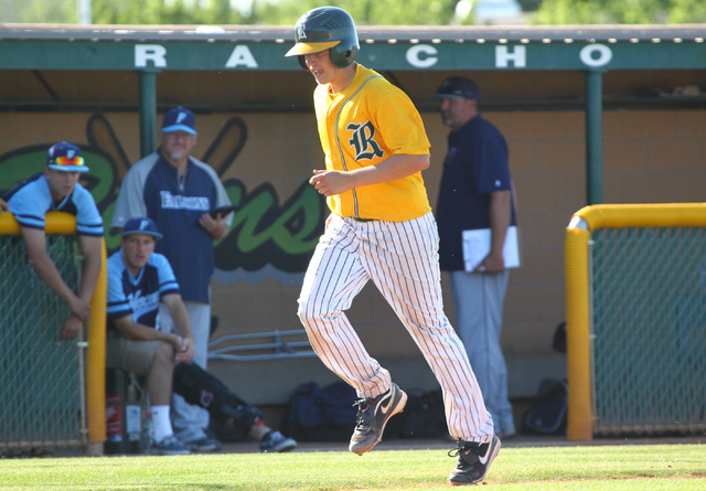 Rancho’s Josh Mill trots home following his two-run homer in the fourth inning Friday. ...