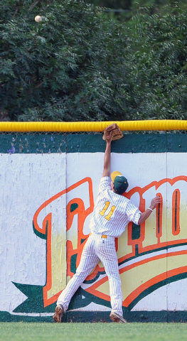 Rancho’s Richmond Ashworth watches Green Valley’s Keaton Smith’s home run ...