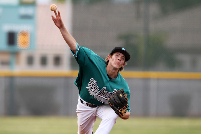 Silverado pitcher Buddie Pindel throws against Bonanza Wednesday, March 18, 2015 at Silverad ...