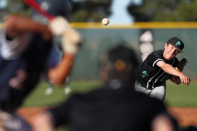 Palo Verde pitcher Tucker Thomason throws to Coronado’s Corben Bellamy during their ga ...