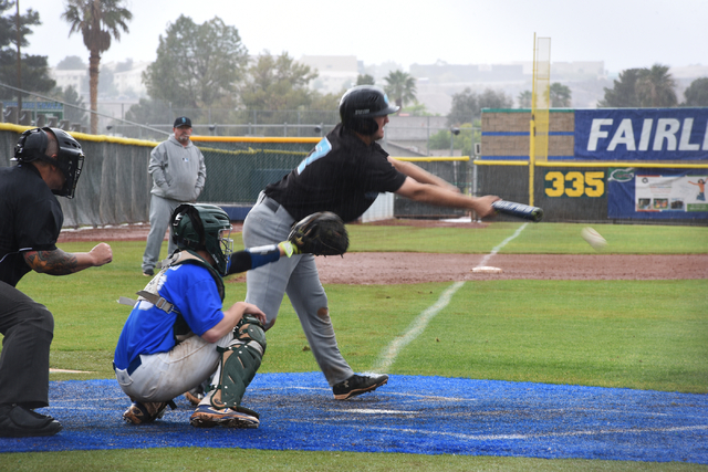 Silverado’s James Skelly (7) attempts a bunt against Green Valley during their basebal ...