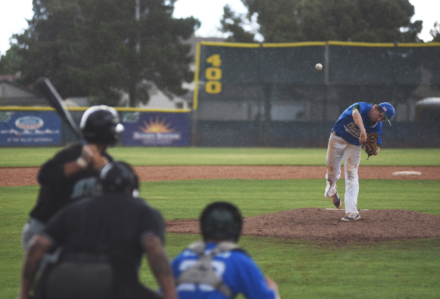 Green Valley’s Frankie Fitzgerald (3) pitches against Silverado during their baseball ...