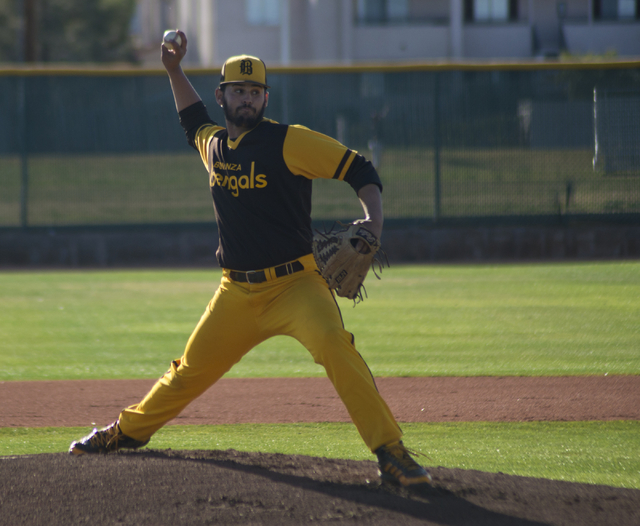 Bonanza pitcher Danny Ruiz (13) throws the ball during their game against Silverado at Bonan ...