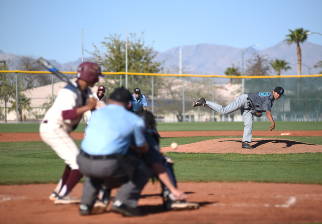 Silverado’s Jerald Murray (38) pitches against Cimarron-Memorial during their game pla ...