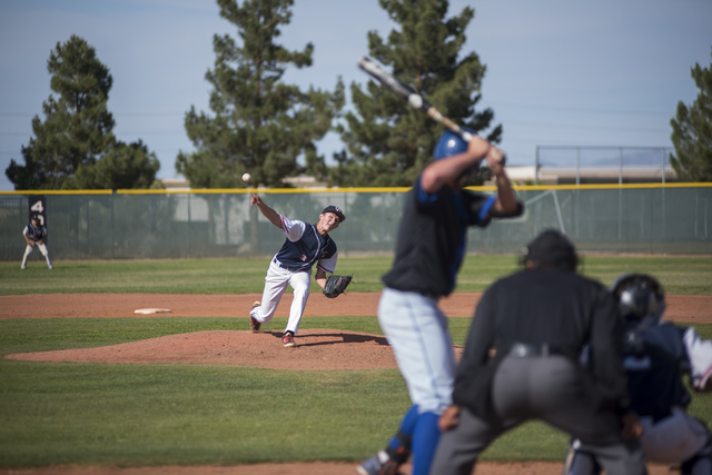 Coronado’s Zach Dunham (3) pitches against Basic during their baseball game at Coronad ...