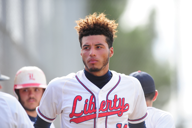 Liberty starting pitcher Ed O’Bannon is seen during their prep baseball game against S ...