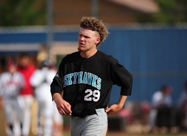 Silverado outfielder Payton Ballard is seen in the seventh inning of their prep baseball gam ...