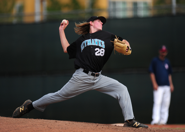 Silverado starting pitcher Kevin Pindel delivers to Liberty in the second inning of their pr ...