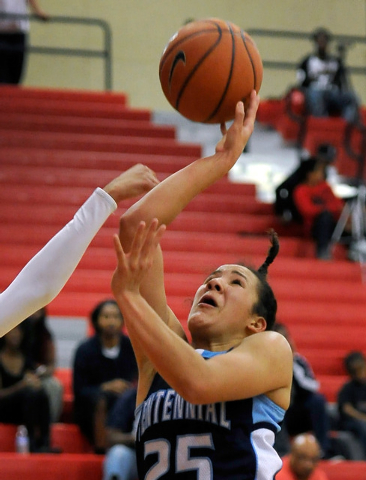 Centennial’s Karina Brandon shoots against Arbor View on Monday. Brandon had 10 points ...