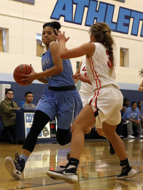 Centennial’s Jayden Eggleston(10) during a high school basketball game at the Las Veg ...