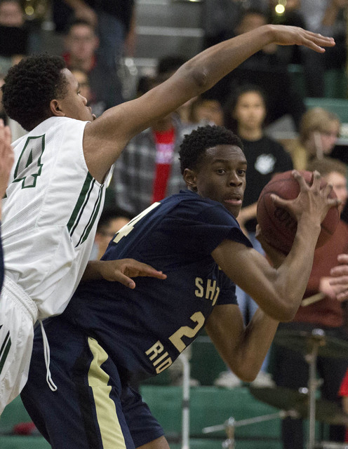 Shadow Ridge senior Obi Okafor looks for someone to pass to at Palo Verde High School on Thu ...